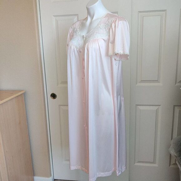 Vintage Vanity Fair short sleeve button front nightgown housecoat M - Picture 3 of 8